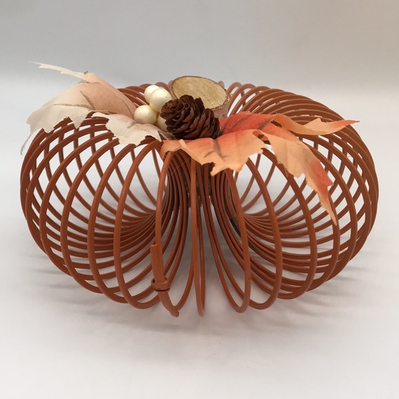 Two Handmade Round Plastic-Spiral Form Pumpkins - Picture 4 of 6